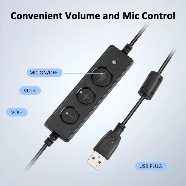 Alt view image 3 of 7 - Call Center Noise Cancelling USB Corded Mono Headset | Hands-Free Headset for PC Call Center, with Noise-Cancelling Mic, with Microphone, USB Plug & Volume Control