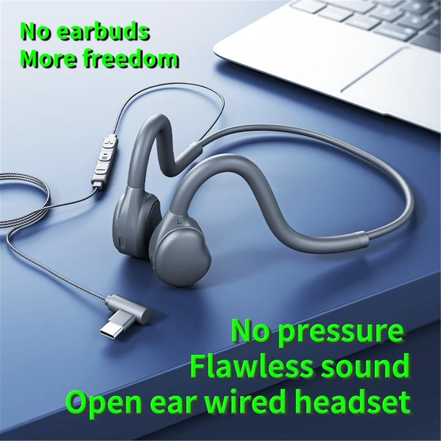 Alt view image 2 of 7 - Type-C Wired Headphones with Air Conduction Open Ear Headphones and Built-in Microphone Suitable for Outdoor Activities