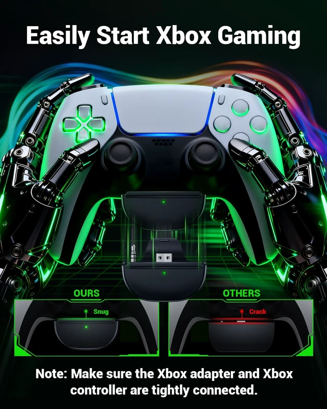 Alt view image 2 of 7 - Wireless Gaming Headset with Mic for Xbox Series X/S, Xbox One PS5, PS4, PC | 20ms Low latency,2.4GHz Wireless & Bluetooth 5.4, 50mm Drivers, Noise Canceling, 80H Battery, LED Lighting, Foldable