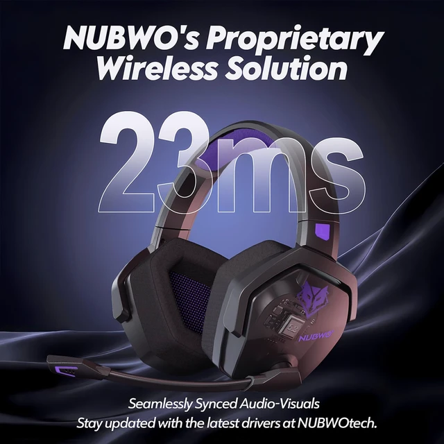 Alt view image 3 of 7 - Wireless Gaming Headset with Mic for Ps5 Ps4 PC, Zero Interference, 100-Hour Battery All-Day Play, 23ms Sync for Fortnite & Call of Duty/FPS Gamers, Triple Mode All Devices Compatible - Purple