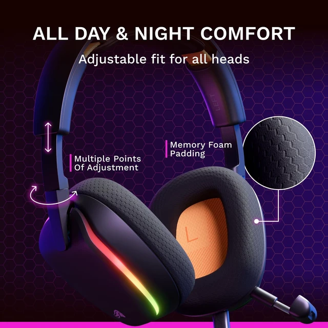 Alt view image 5 of 7 - GHS Eternal RGB - Wired Gaming Headset - PC, PS5, PS4 - Black | Custom Tuned Angled Drivers, Detachable Mic, Memory Foam Comfort, On-Ear Controls, USB-C Multi-Platform System Connection
