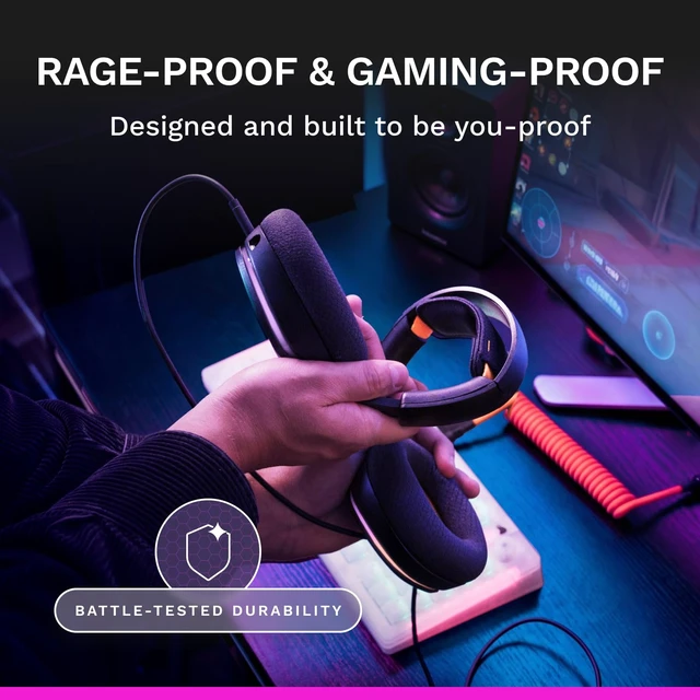 Alt view image 6 of 7 - GHS Eternal RGB - Wired Gaming Headset - PC, PS5, PS4 - Black | Custom Tuned Angled Drivers, Detachable Mic, Memory Foam Comfort, On-Ear Controls, USB-C Multi-Platform System Connection