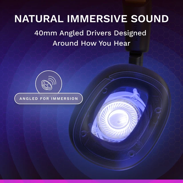 Alt view image 3 of 7 - GHS Eternal RGB - Wired Gaming Headset - PC, PS5, PS4 - Black | Custom Tuned Angled Drivers, Detachable Mic, Memory Foam Comfort, On-Ear Controls, USB-C Multi-Platform System Connection