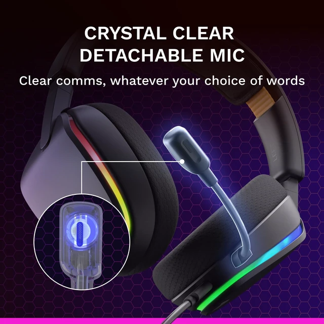 Alt view image 4 of 7 - GHS Eternal RGB - Wired Gaming Headset - PC, PS5, PS4 - Black | Custom Tuned Angled Drivers, Detachable Mic, Memory Foam Comfort, On-Ear Controls, USB-C Multi-Platform System Connection