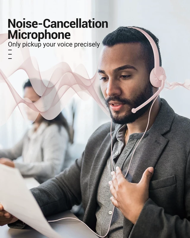 Alt view image 5 of 5 - Wired USB Headset with Microphone for PC Clear Sound | USB Headset Computer Headphones with Microphones for Work Home Office Call Center Online Class