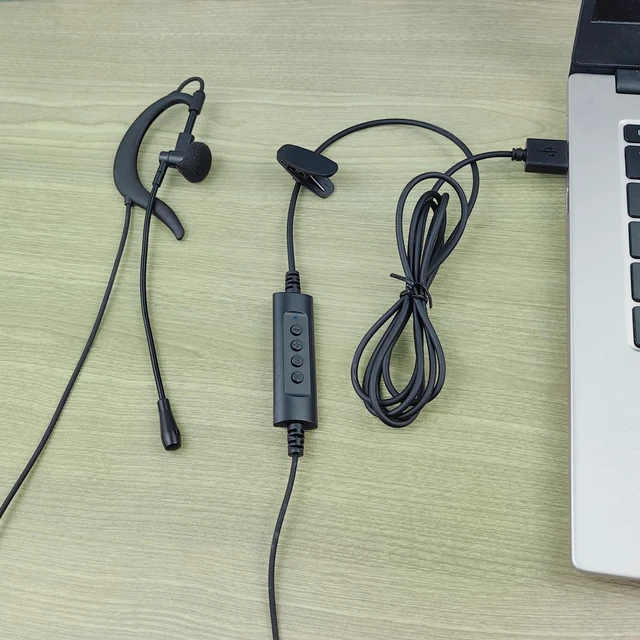 Alt view image 7 of 7 - Wired Single-Side USB Earbud with Microphone & Adjustable Ear Hook | USB-A Computer Headphone for PC Laptop Computer Mac Zoom Teams Office Work, Volume Controls & Mic/Speaker Mute, Lightweight
