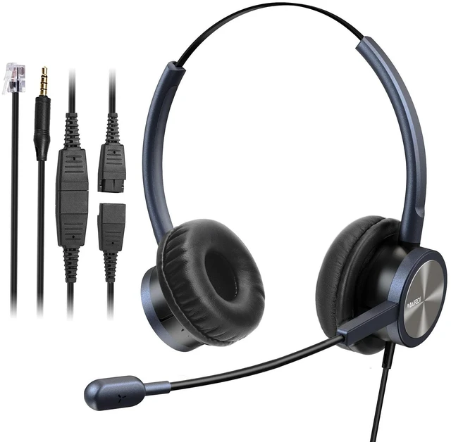 Main image of Telephone Headset with RJ9 Jack & 3.5mm Connectors for Call Center Office Deskphone Cell Phone PC Laptop, Landline Phone Headset with Microphone Noise Canceling for Polycom Avaya Nortel