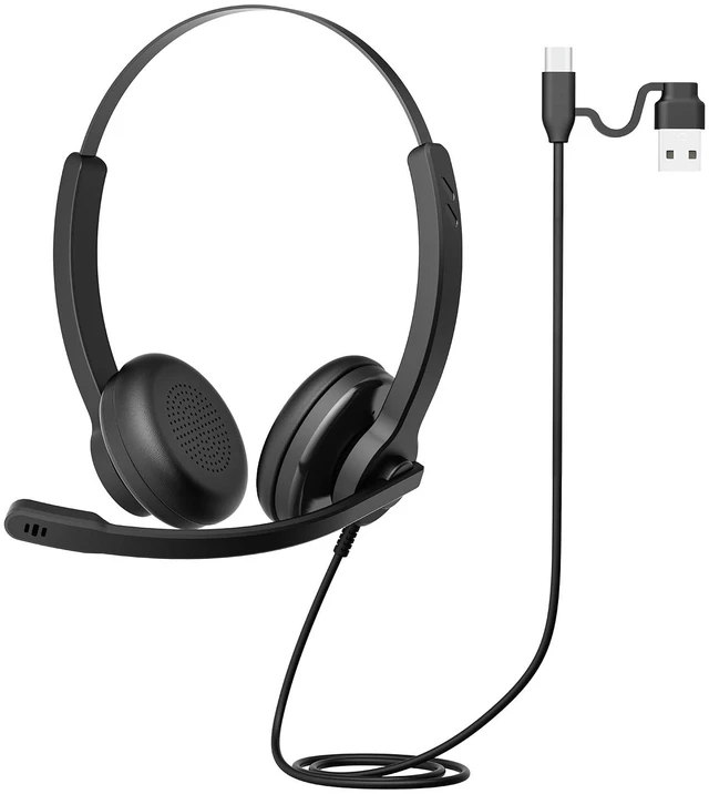 Main image of C200U Noise Cancelling Headphones with Mic, 57dB ENC Wired Headset with Microphone for PC, USB-A/USB-C Headset for Work, 102g Lightweight Call Center Headset for Teams Zoom Google Meet Webex
