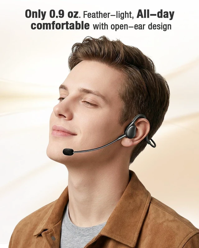 Alt view image 4 of 7 - USB Computer Headset with Microphone, Open Ear Headphones, Wired Headset with Inline Controls, 0.88oz Lightweight, Noise Cancelling, Call Center Headset for PC Gaming and Office Use.