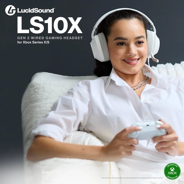 Alt view image 2 of 7 - LucidSound LS10X Gen 2 Wired Gaming Headset for Xbox Series X|S - White, Officially Licensed, Designed for Comfort, Quick-Access Audio Controls, Premium Audio, flip-to-Mute Boom mic