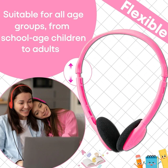 Alt view image 2 of 7 - Bulk 6 Pack Classroom Student Headphones for School Kids | Multi Color Wholesale Children On Ear Headset Perfect for Libraries, Computer Lab, Testing Centers