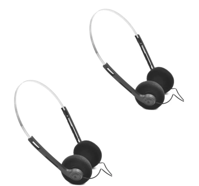 Main image of 2 Pcs Retro On Ear Headphones, Wired Stereo Headphones, Lightweight Portable Headphone with Adjustable Headband, Cassette Player, Over-Ear (Black)
