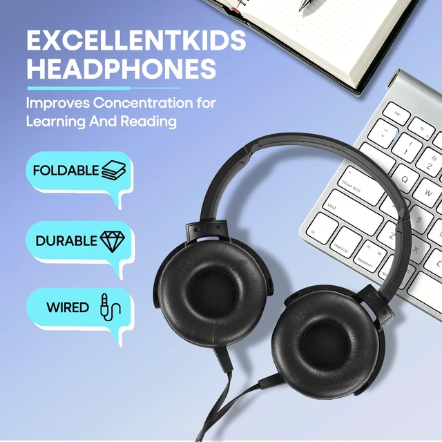 Alt view image 2 of 7 - Kids Headphones 2 Pack for School Classroom Students K-12, Black | Wired Comfy Swivel Headphones, Durable Class Set Earphones for Children to Adult, 3.5mm Jack for Chromebook Laptop Airplane