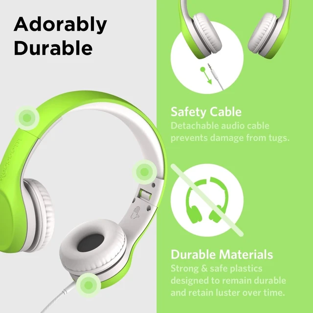 Alt view image 3 of 7 - Connect+ Pro Wired Kids Headphones for School with Microphone, Volume Limiting Over-Ear Headset with Cord, SharePort Technology & SoftTouch Padding
