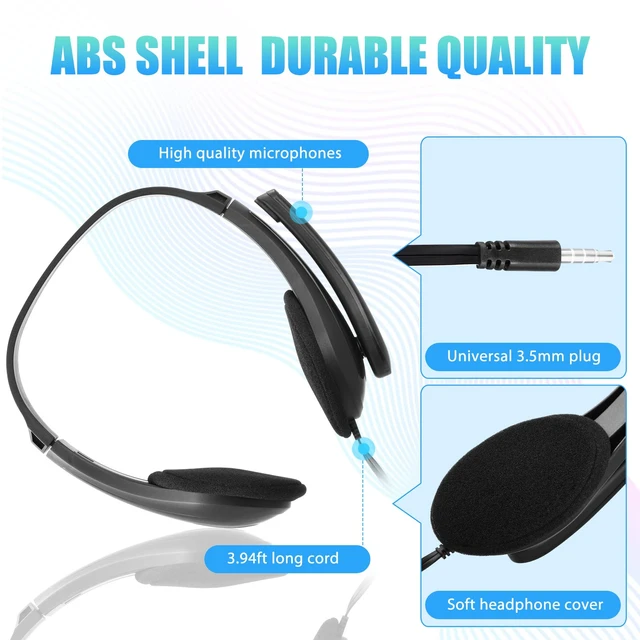 Alt view image 3 of 7 - Yunsailing 20 Pack Classroom Headphones with Microphone, Multicolor | 3.5mm Jack Plug, Students On-Ear Wired Headsets Earphones Bulk for School Office, Compatible with Computer, Laptop, Phone