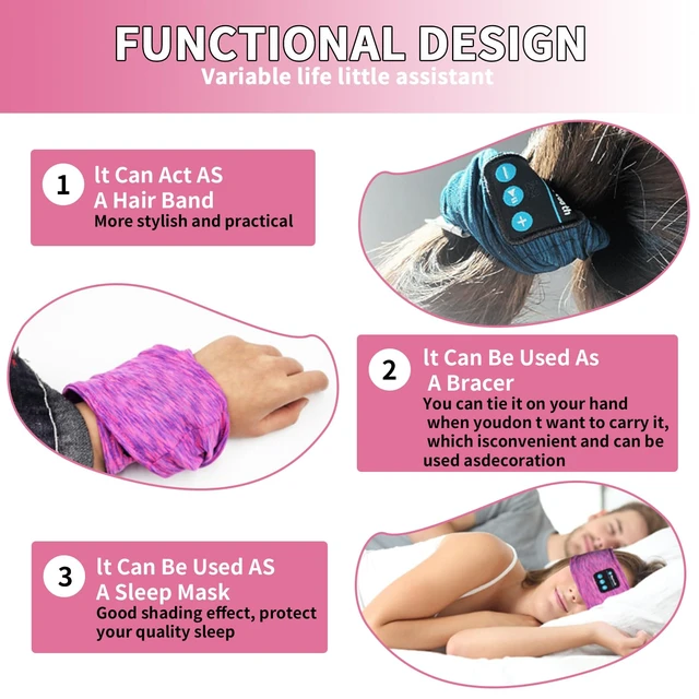 Alt view image 6 of 7 - Bluetooth Headphones, Sleep Headphones Headband Wireless for Sleeping Side Sleepers - Adjustable Sleep Headphone, and Bluetooth Headbands for Women (Pink)