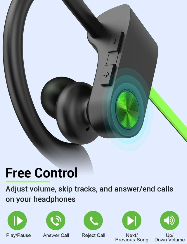 Alt view image 4 of 7 - Bluetooth 5.3 Headphones, Wireless Sports In-Ear Earbuds IPX7 Waterproof | 16 Hours Playtime, Sweatproof Stereo Earphones with MIC, Noise Cancelling Headsets for Gym Running Workout, Clear Sound