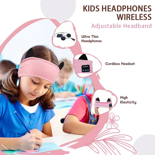 Alt view image 6 of 7 - Kids Bluetooth Headband Headphones Sleep Mask Wireless Earphones Built in Thin Speaker Adjustable Sports Headset Sleep Headband for Girls Boys Toddler Children Baby Travel Study Pink