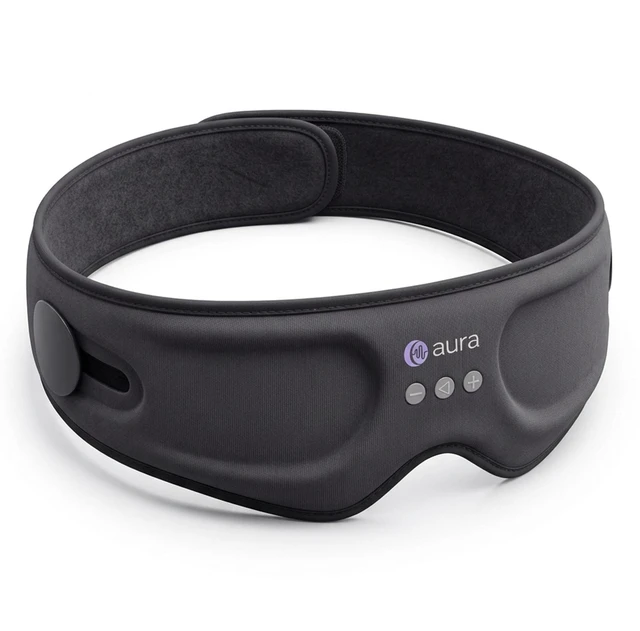 Main image of Aura Sleep Mask with Bluetooth Headphones for Side Sleepers, Gray | 3D contoured eye cups, 100% blackout, flat speakers over each ear, removable module, washable, 60/120-min timer, USB-C