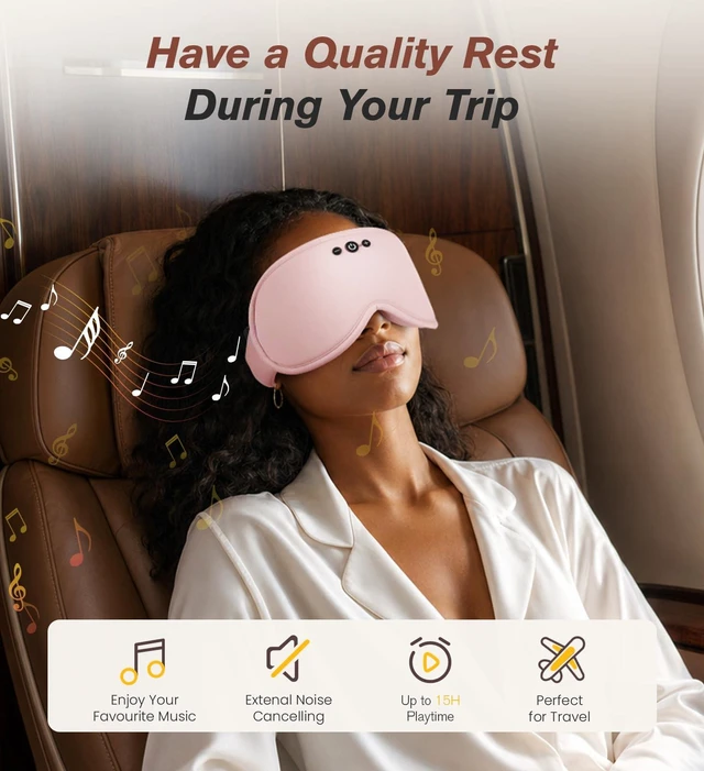 Alt view image 5 of 6 - Modal Premium Sleep Mask for Women - Sleep Mask with Bluetooth Headphones | 100% Blackout Sleeping Eye Mask for Side Sleepers 3D Zero Pressure Lash Friendly Removable Cup Easy Wash, Travel Essentials