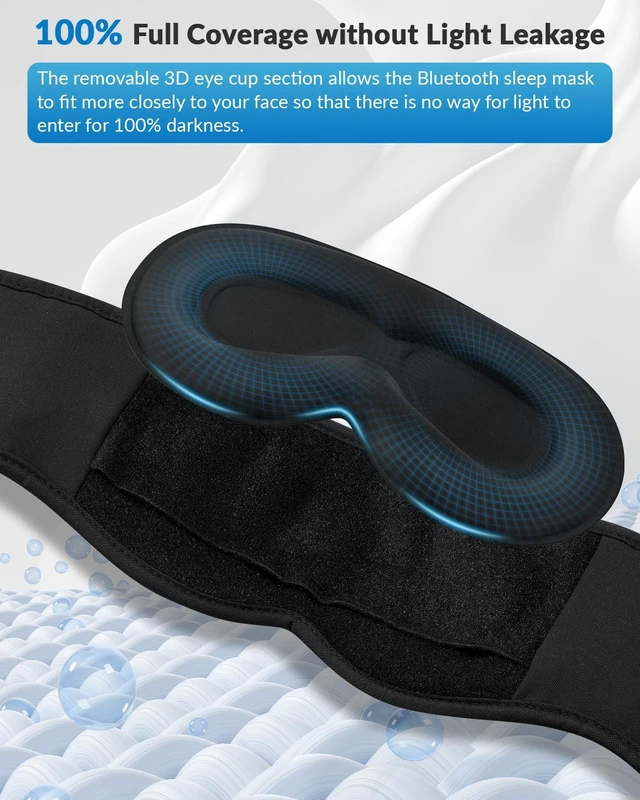 Alt view image 3 of 7 - Adjustable Bluetooth Sleep Mask with Headphones & Removable 3D Contoured | 100% Blackout Eye Mask with Headphones for Sleeping with Ultra-Thin Speakers, Perfect Tech Gifts for Men/Women-Grey