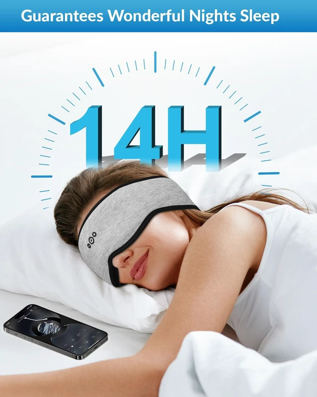 Alt view image 5 of 7 - Adjustable Bluetooth Sleep Mask with Headphones & Removable 3D Contoured | 100% Blackout Eye Mask with Headphones for Sleeping with Ultra-Thin Speakers, Perfect Tech Gifts for Men/Women-Grey