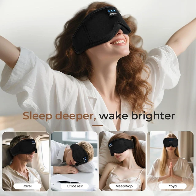 Alt view image 7 of 7 - Sleep Mask with Bluetooth Headphone,100% Blackout, Zero Eye Pressure, Black | 3D Contoured Breathable Eye mask, Sleep Headphones for Side Sleepers, 14H Playtime & Bluetooth 5.4