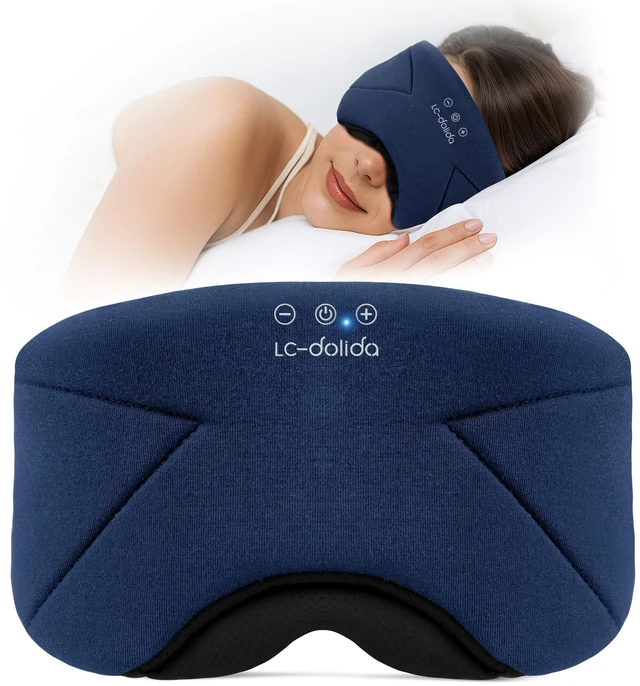 Main image of Sleep Mask with Headphones Bluetooth 5.4, Soft Bamboo Cotton Wireless Bluetooth Sleep Mask, Music Sleeping Headphones Cooling & Breathable, Ultra-Thin Stereo Speaker for Side Sleepers-Blue