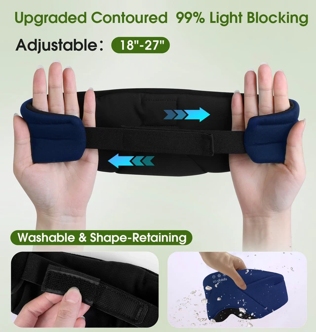 Alt view image 4 of 7 - Sleep Mask with Headphones Bluetooth 5.4, Soft Bamboo Cotton Wireless Bluetooth Sleep Mask, Music Sleeping Headphones Cooling & Breathable, Ultra-Thin Stereo Speaker for Side Sleepers-Blue