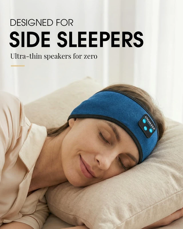 Alt view image 2 of 7 - Sleep Headphones - Headband Headphone | Wireless & Wired Palyback 2in1 | Sleeping Headphones Bluetooth Headband for Side Sleeper, Elastic Band Wireless Eye Mask Tech Gadgets Gifts