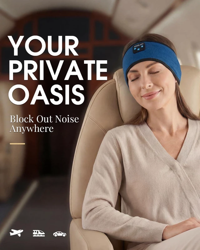 Alt view image 5 of 7 - Sleep Headphones - Headband Headphone | Wireless & Wired Palyback 2in1 | Sleeping Headphones Bluetooth Headband for Side Sleeper, Elastic Band Wireless Eye Mask Tech Gadgets Gifts
