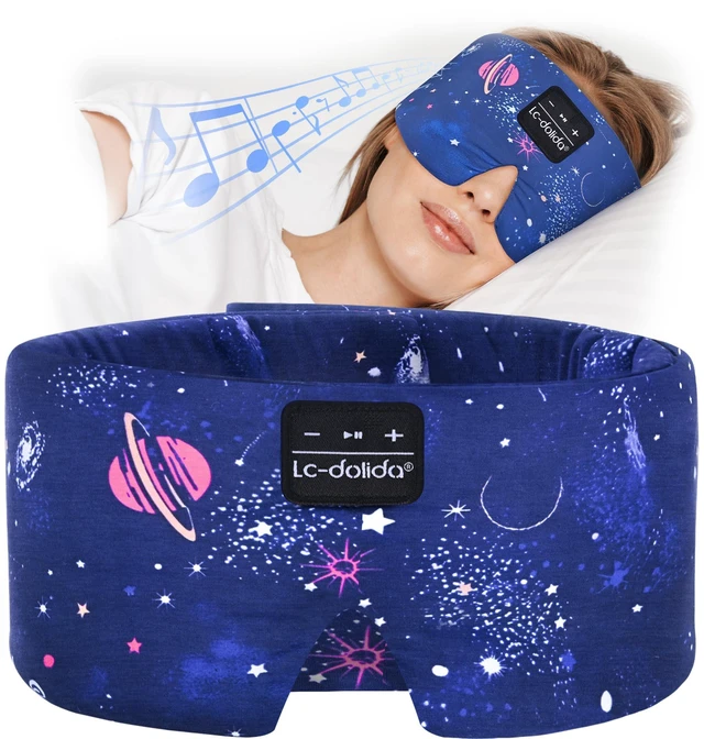 Main image of Sleep Mask with Bluetooth Headphones, Extra Large Silk Eye Mask for Sleeping Side Day Sleepers, Sleep Headphones Bluetooth 5.4 for Women Men with Thin Speaker, Blackout, Comfort, Microphone