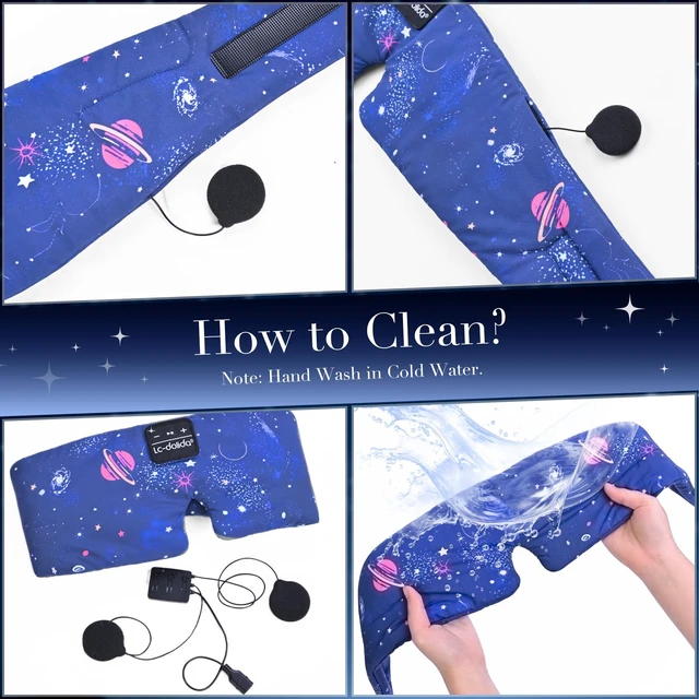 Alt view image 7 of 7 - Sleep Mask with Bluetooth Headphones, Extra Large Silk Eye Mask for Sleeping Side Day Sleepers, Sleep Headphones Bluetooth 5.4 for Women Men with Thin Speaker, Blackout, Comfort, Microphone