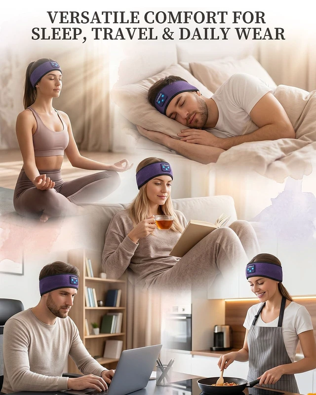Alt view image 6 of 6 - 2-Pack Sleeping Headphones Bluetooth Headband with HD Stereo Speakers | 12-Hour Battery Wireless Headband Headphones for Side Sleepers, Running, Yoga, Gym, Ideal Gift for Men Women Teens