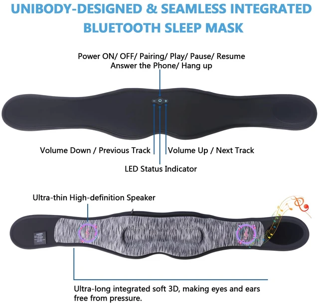 Alt view image 7 of 7 - Bluetooth Sleeping Headphones, Bluetooth 5.4 Sleep Mask, Ultra-Thin Stereo Speakers, Fully Enclosed Pressure-Relieving Design, The Best Gift