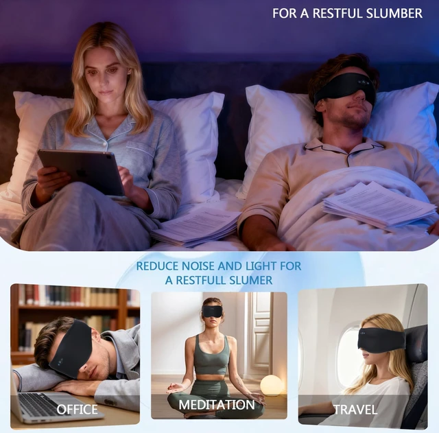 Alt view image 6 of 7 - Bluetooth Sleeping Headphones, Bluetooth 5.4 Sleep Mask, Ultra-Thin Stereo Speakers, Fully Enclosed Pressure-Relieving Design, The Best Gift