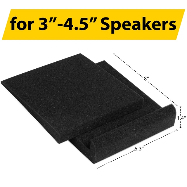 Alt view image 2 of 7 - Studio Monitor Isolation Pads for 3-4.5 inches Small Speakers, Pair of 2 High Density Dampening Acoustic Stands Foam which Fits Most Bookshelfs and Desktops | SMPad 4