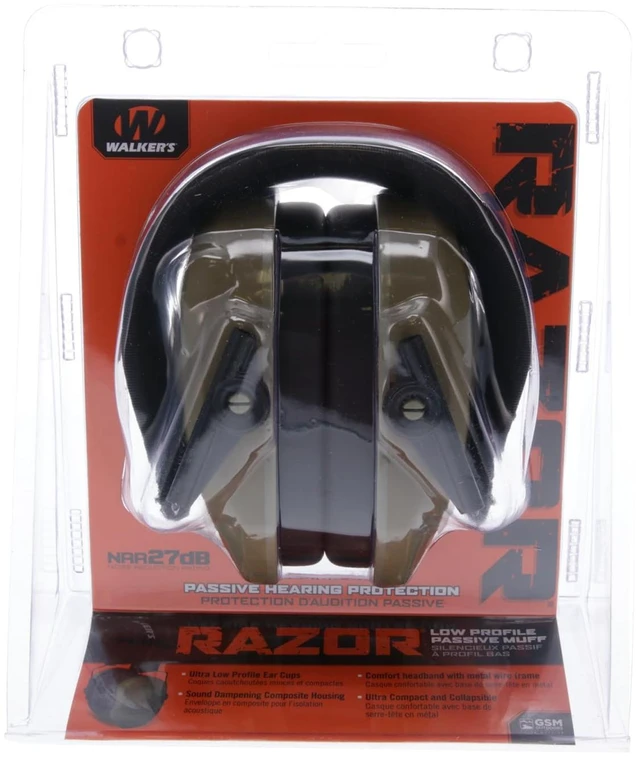 Alt view image 7 of 7 - Razor Slim Passive Earmuff - Ultra Low-Profile Earcups - Olive Dark Green, One Size