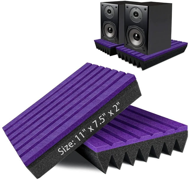 Main image of Speaker Isolation Pads, 2 Pack Subwoofer Wedge for 5"-5.2" Studio Monitor Pair, Thick Acoustic Foam Felt Riser Mat, Bass Speaker Feet Improve Sound Clarity for Desktop, Home Theater