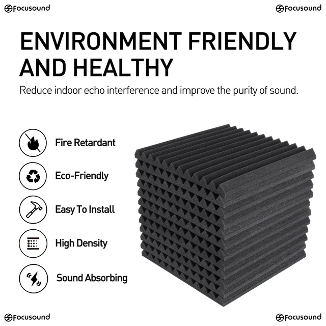 Alt view image 3 of 7 - 50 Pack Acoustic Foam Panels 1" x 12" x 12" Sound Proof Foam Panles Soundproofing Noise Cancelling Wedge Panels for Home Office Recoding Studio with 300PCS Double-Side Adhesive