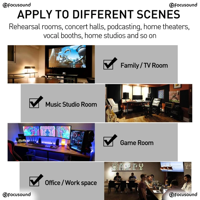 Alt view image 6 of 7 - 50 Pack Acoustic Foam Panels 1" x 12" x 12" Sound Proof Foam Panles Soundproofing Noise Cancelling Wedge Panels for Home Office Recoding Studio with 300PCS Double-Side Adhesive
