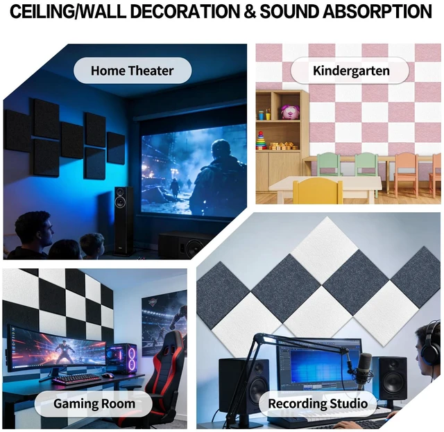Alt view image 4 of 6 - Sound Absorber - 16 X 12 X 0.4 Inches 6 Pack High Density Acoustic Absorption Panel, Sound Absorbing Panels Reduce Echo Reverb, Tackable Acoustic Panels for Wall and Ceiling Acoustic Treatment