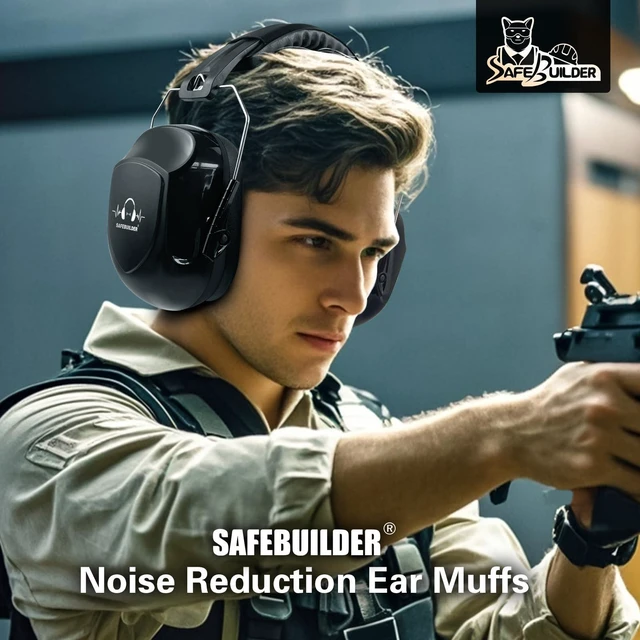Alt view image 5 of 7 - Safety Ear Muffs SNR 33dB Noise Reduction Black Earmuffs Adults Sound Proof For Sleeping Working Shooting Industrial (1, 1-Black)