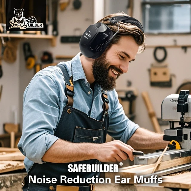 Alt view image 7 of 7 - Safety Ear Muffs SNR 33dB Noise Reduction Black Earmuffs Adults Sound Proof For Sleeping Working Shooting Industrial (1, 1-Black)