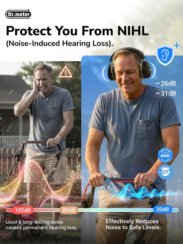 Alt view image 2 of 7 - FM-1B Noise Cancelling Ear Mffs for Adults Kids Ear Protection | 31dB Earmuffs for Noise Reduction, Kids Hearing Protection Headphones for Shooting Gun Range, Mowing, Monster Jam, Sensory