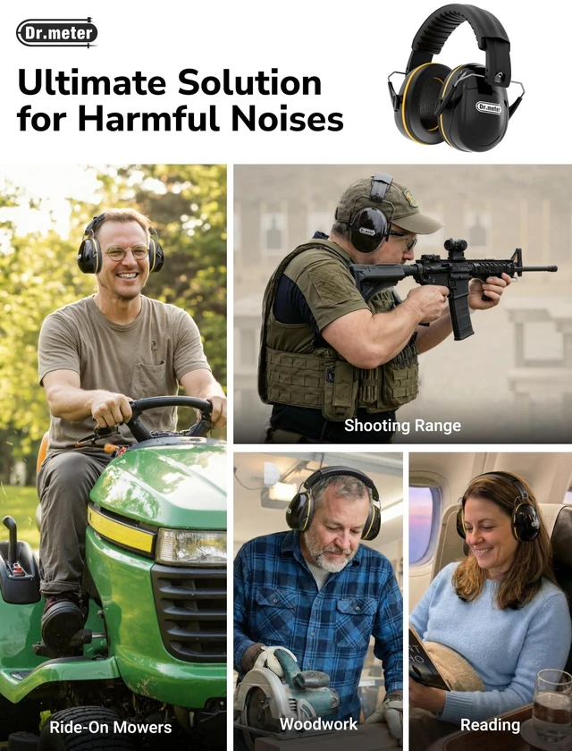 Alt view image 4 of 7 - FM-1B Noise Cancelling Ear Mffs for Adults Kids Ear Protection | 31dB Earmuffs for Noise Reduction, Kids Hearing Protection Headphones for Shooting Gun Range, Mowing, Monster Jam, Sensory