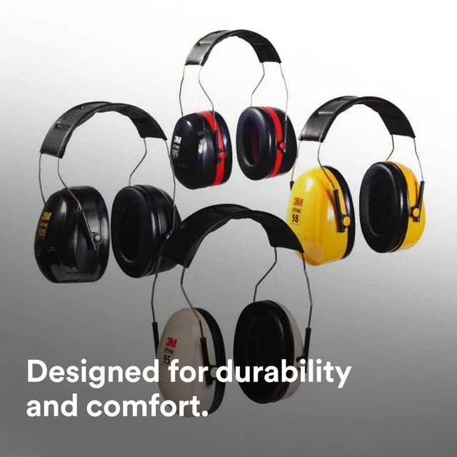 Alt view image 3 of 7 - PELTOR Optime 95 Ear Muffs, Over the Head, H6A/V, 21 dB NRR | Adjustable Earcups, E-A-Rfit Compatible, Stainless Steel, Pack of 1, Beige