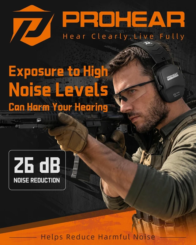 Alt view image 2 of 7 - 016 Ear Protection Safety Earmuffs for Shooting, NRR 26dB Noise Reduction Slim Passive Hearing Protector with Low-Profile Earcups, Compact Foldable Ear Defenders for Gun Range, Hunting (Black)