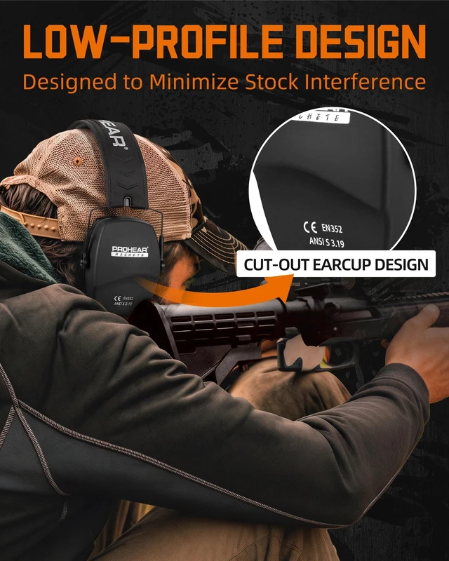 Alt view image 6 of 7 - 016 Ear Protection Safety Earmuffs for Shooting, NRR 26dB Noise Reduction Slim Passive Hearing Protector with Low-Profile Earcups, Compact Foldable Ear Defenders for Gun Range, Hunting (Black)