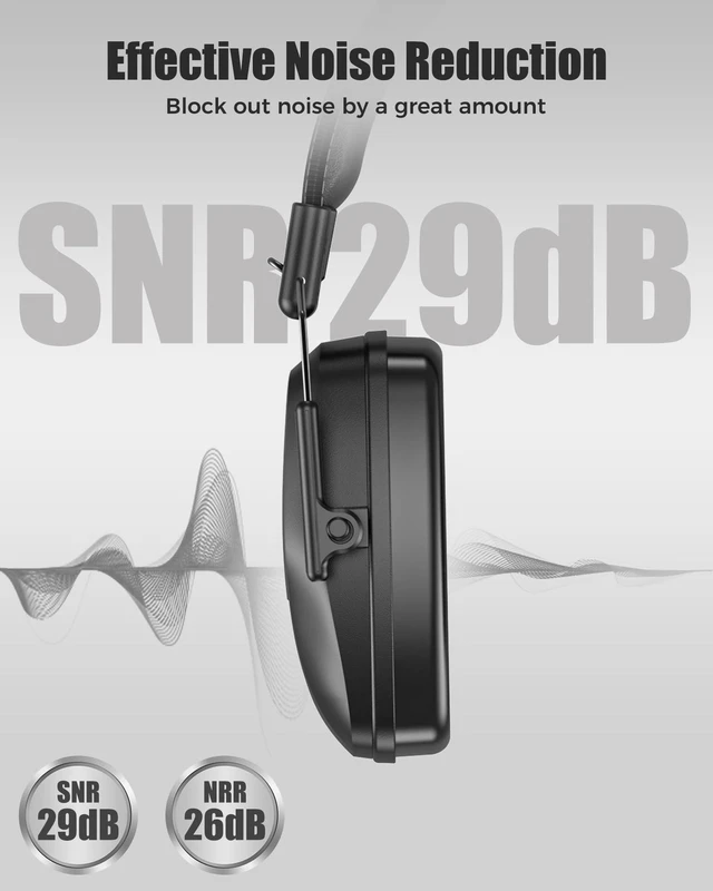 Alt view image 2 of 7 - Hearing Protection Ear Muffs SNR 29dB, Noise Cancelling Headphones for Adults/Teen-Black